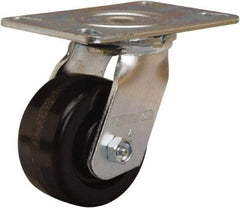 Hamilton - 4" Diam x 2" Wide x 5-5/8" OAH Top Plate Mount Swivel Caster - Phenolic, 800 Lb Capacity, Straight Roller Bearing, 4-1/2 x 6-1/4" Plate - Eagle Tool & Supply