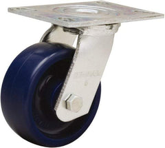 Hamilton - 5" Diam x 2" Wide x 6-1/2" OAH Top Plate Mount Swivel Caster - Polyurethane, 900 Lb Capacity, Sealed Precision Ball Bearing, 4-1/2 x 6-1/4" Plate - Eagle Tool & Supply
