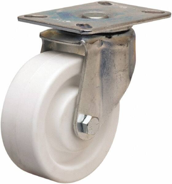 Hamilton - 4" Diam x 1-1/2" Wide x 5-1/16" OAH Top Plate Mount Swivel Caster - Polyolefin, 400 Lb Capacity, Plain Bore Bearing, 3-1/8 x 4-1/8" Plate - Eagle Tool & Supply