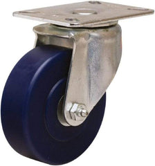 Hamilton - 4" Diam x 1-1/4" Wide x 5-1/16" OAH Top Plate Mount Swivel Caster - Polyurethane, 400 Lb Capacity, Straight Roller Bearing, 3-1/8 x 4-1/8" Plate - Eagle Tool & Supply