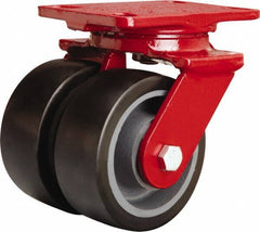 Hamilton - 5" Diam x 2" Wide x 6-3/4" OAH Top Plate Mount Swivel Caster - Polyurethane Mold onto Cast Iron Center, 2,720 Lb Capacity, Sealed Precision Ball Bearing, 4-1/2 x 6-1/2" Plate - Eagle Tool & Supply