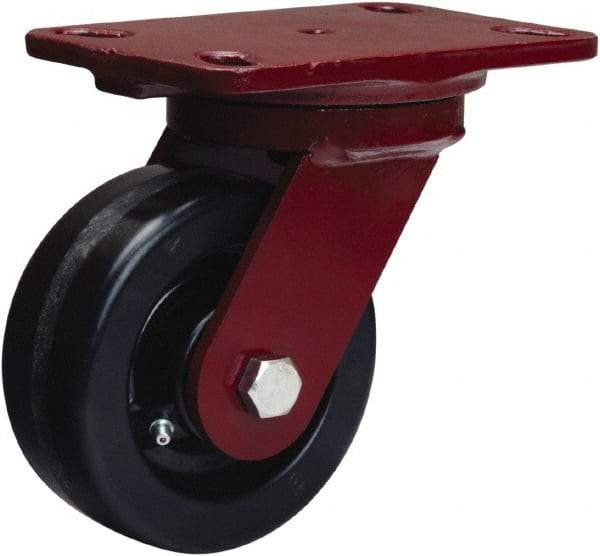 Hamilton - 5" Diam x 2" Wide x 6-3/4" OAH Top Plate Mount Swivel Caster - Phenolic, 1,000 Lb Capacity, Straight Roller Bearing, 4-1/2 x 6-1/2" Plate - Eagle Tool & Supply