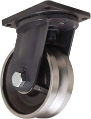 Hamilton - 10" Diam x 4" Wide, Forged Steel Swivel Caster - 16,000 Lb Capacity, Top Plate Mount, 8-1/2" x 8-1/2" Plate, Straight Roller Bearing - Eagle Tool & Supply