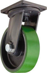 Hamilton - 16" Diam x 4" Wide x 19-1/2" OAH Top Plate Mount Swivel Caster - Polyurethane Mold onto Cast Iron Center, 7,000 Lb Capacity, Tapered Roller Bearing, 8-1/2 x 8-1/2" Plate - Eagle Tool & Supply