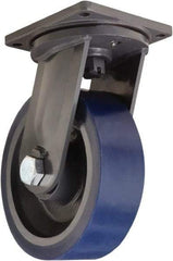 Hamilton - 12" Diam x 4" Wide x 15-1/2" OAH Top Plate Mount Swivel Caster - Polyurethane Mold on Forged Steel, 7,200 Lb Capacity, Tapered Roller Bearing, 8-1/2 x 8-1/2" Plate - Eagle Tool & Supply
