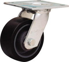 Hamilton - 5" Diam x 2" Wide x 6-1/2" OAH Top Plate Mount Swivel Caster - Polyurethane Mold onto Cast Iron Center, 900 Lb Capacity, Sealed Precision Ball Bearing, 5 x 5-1/2" Plate - Eagle Tool & Supply