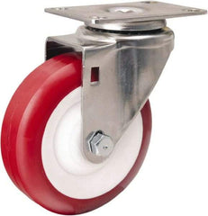 Hamilton - 4" Diam x 1-3/8" Wide x 5-1/8" OAH Top Plate Mount Swivel Caster - Polyurethane Mold on Polypropylene, 325 Lb Capacity, Delrin Bearing, 2-3/8 x 3-5/8" Plate - Eagle Tool & Supply