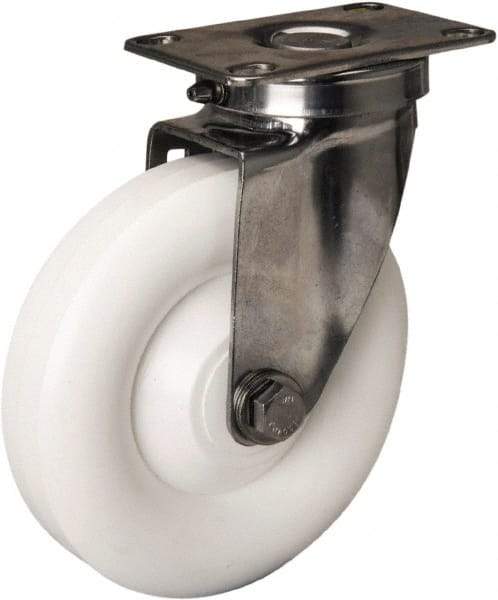 Hamilton - 5" Diam x 1-3/8" Wide x 6-1/4" OAH Top Plate Mount Swivel Caster - Polyolefin, 300 Lb Capacity, Plain Bore Bearing, 2-3/8 x 3-5/8" Plate - Eagle Tool & Supply