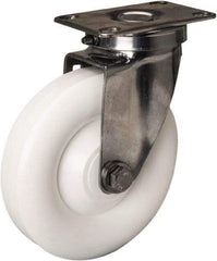 Hamilton - 5" Diam x 1-3/8" Wide x 6-1/4" OAH Top Plate Mount Swivel Caster - Polyolefin, 300 Lb Capacity, Plain Bore Bearing, 2-3/8 x 3-5/8" Plate - Eagle Tool & Supply