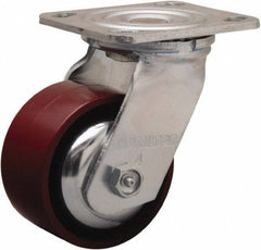 Hamilton - 4" Diam x 2" Wide x 5-5/8" OAH Top Plate Mount Swivel Caster - Cast Iron, 900 Lb Capacity, Sealed Precision Ball Bearing, 4 x 4-1/2" Plate - Eagle Tool & Supply