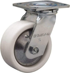 Hamilton - 5" Diam x 2" Wide x 6-1/2" OAH Top Plate Mount Swivel Caster - Polyolefin, 650 Lb Capacity, Delrin Bearing, 4 x 4-1/2" Plate - Eagle Tool & Supply