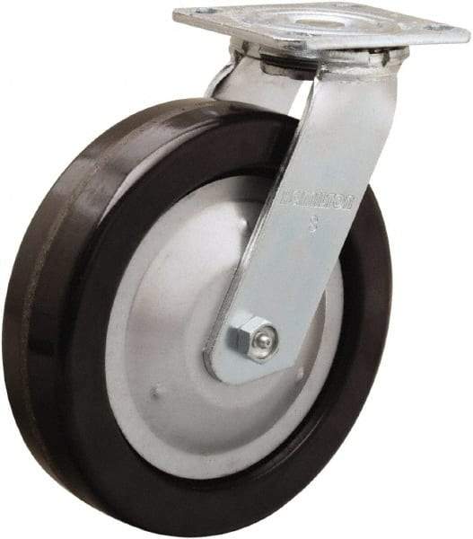 Hamilton - 8" Diam x 2" Wide x 9-1/2" OAH Top Plate Mount Swivel Caster - Phenolic, 1,250 Lb Capacity, Straight Roller Bearing, 4 x 4-1/2" Plate - Eagle Tool & Supply