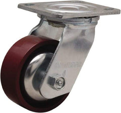 Hamilton - 4" Diam x 1-1/2" Wide x 5-5/8" OAH Top Plate Mount Swivel Caster - Cast Iron, 550 Lb Capacity, Straight Roller Bearing, 4 x 4-1/2" Plate - Eagle Tool & Supply