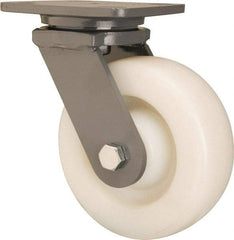 Hamilton - 6" Diam x 2" Wide x 7-1/2" OAH Top Plate Mount Swivel Caster - Nylon, Sealed Precision Ball Bearing, 4 x 5" Plate - Eagle Tool & Supply