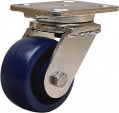 Hamilton - 4" Diam x 2" Wide x 5-5/8" OAH Top Plate Mount Swivel Caster - Polyurethane, 750 Lb Capacity, Delrin Bearing, 4 x 5" Plate - Eagle Tool & Supply