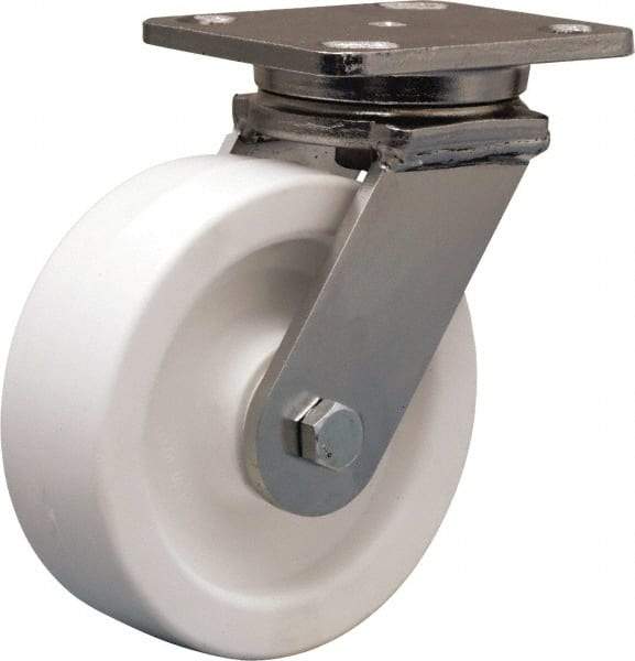 Hamilton - 6" Diam x 2" Wide x 7-1/2" OAH Top Plate Mount Swivel Caster - Polyolefin, 750 Lb Capacity, Delrin Bearing, 4 x 5" Plate - Eagle Tool & Supply