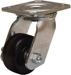 Hamilton - 3-1/4" Diam x 1-1/2" Wide x 5-1/4" OAH Top Plate Mount Swivel Caster - Phenolic, 550 Lb Capacity, Straight Roller Bearing, 4 x 4-1/2" Plate - Eagle Tool & Supply