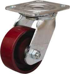Hamilton - 4" Diam x 1-1/2" Wide x 5-5/8" OAH Top Plate Mount Swivel Caster - Cast Iron, 550 Lb Capacity, Straight Roller Bearing, 4 x 4-1/2" Plate - Eagle Tool & Supply