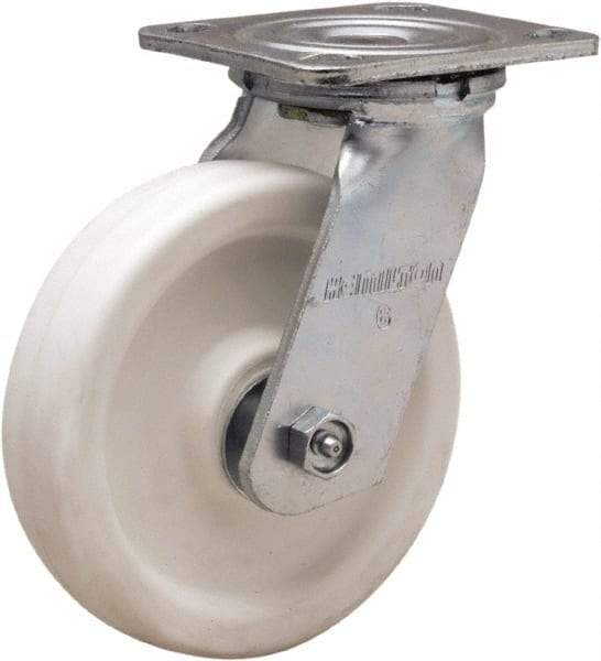Hamilton - 6" Diam x 1-1/2" Wide x 7-1/2" OAH Top Plate Mount Swivel Caster - Polyolefin, 550 Lb Capacity, Delrin Bearing, 4 x 4-1/2" Plate - Eagle Tool & Supply