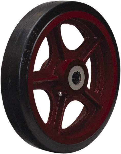 Hamilton - 12 Inch Diameter x 3 Inch Wide, Rubber on Cast Iron Caster Wheel - 1,140 Lb. Capacity, 3-1/4 Inch Hub Length, 2-3/16 Inch Axle Diameter, Plain Bore Bearing - Eagle Tool & Supply