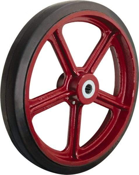 Hamilton - 18 Inch Diameter x 3 Inch Wide, Rubber on Cast Iron Caster Wheel - 1,550 Lb. Capacity, 3-1/4 Inch Hub Length, 1 Inch Axle Diameter, Tapered Roller Bearing - Eagle Tool & Supply