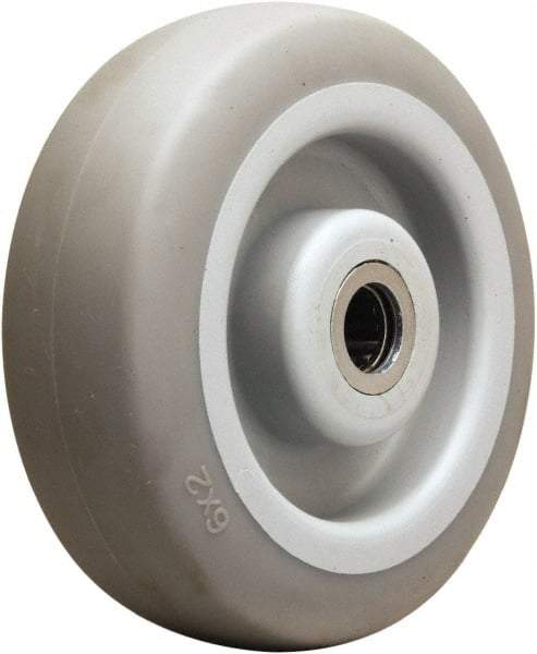 Hamilton - 6 Inch Diameter x 2 Inch Wide, Rubber on Thermoplastic Caster Wheel - 410 Lb. Capacity, 2-3/16 Inch Hub Length, 1/2 Inch Axle Diameter, Straight Roller Bearing - Eagle Tool & Supply
