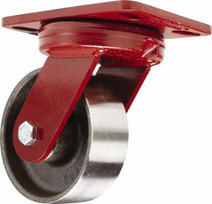 Hamilton - 5" Diam x 2" Wide x 6-3/4" OAH Top Plate Mount Swivel Caster - Forged Steel, 2,000 Lb Capacity, Sealed Precision Ball Bearing, 4-1/2 x 6-1/2" Plate - Eagle Tool & Supply