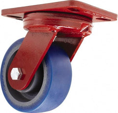 Hamilton - 5" Diam x 2" Wide x 6-3/4" OAH Top Plate Mount Swivel Caster - Polyurethane, 840 Lb Capacity, Sealed Precision Ball Bearing, 4-1/2 x 6-1/2" Plate - Eagle Tool & Supply