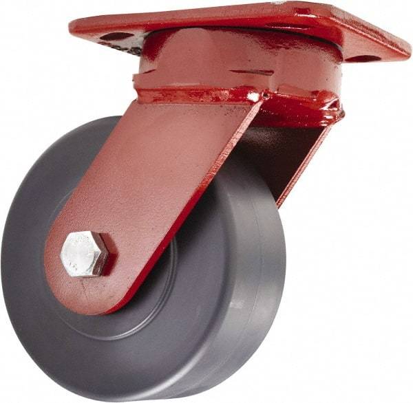 Hamilton - 5" Diam x 2" Wide x 6-1/2" OAH Top Plate Mount Swivel Caster - Nylon, 2,000 Lb Capacity, Sealed Precision Ball Bearing, 4 x 5" Plate - Eagle Tool & Supply