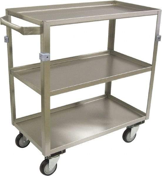 Jamco - 600 Lb Capacity, 30" Wide x 16" Long x 34" High Shelf Cart - 3 Shelf, Stainless Steel, 4 Swivel Casters - Eagle Tool & Supply