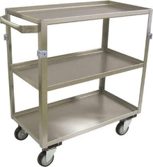 Jamco - 600 Lb Capacity, 30" Wide x 16" Long x 34" High Shelf Cart - 3 Shelf, Stainless Steel, 4 Swivel Casters - Eagle Tool & Supply
