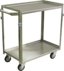 Jamco - 600 Lb Capacity, 30" Wide x 16" Long x 34" High Shelf Cart - 2 Shelf, Stainless Steel, 4 Swivel Casters - Eagle Tool & Supply
