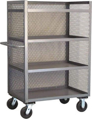 Jamco - 3,000 Lb Capacity, 4 Shelf, 3-Sided Steel Mesh Stock Truck - 24" Long x 36" Wide x 57" High, 6" Diam Phenolic Wheels - Eagle Tool & Supply