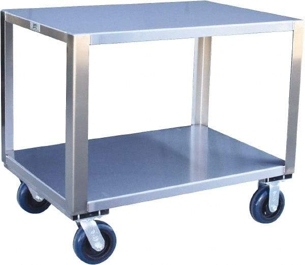 Jamco - 1,800 Lb Capacity, 48" Wide x 24" Long x 31" High Transport Cart - 2 Shelf, Stainless Steel, 2 Rigid/2 Swivel Casters - Eagle Tool & Supply