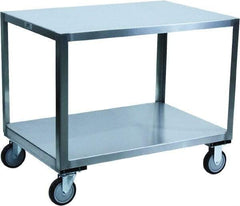Jamco - 1,200 Lb Capacity, 48" Wide x 24" Long x 30" High Transport Cart - 2 Shelf, Stainless Steel, 2 Rigid/2 Swivel Casters - Eagle Tool & Supply