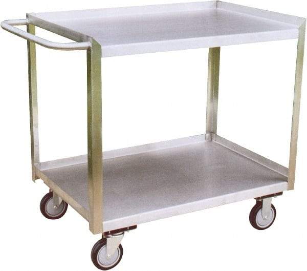 Jamco - 1,200 Lb Capacity, 24" Wide x 18" Long x 35" High Shelf Cart - 2 Shelf, Stainless Steel, 2 Rigid/2 Swivel Casters - Eagle Tool & Supply