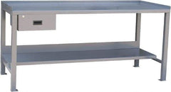Jamco - 60 Wide x 30" Deep x 34" High, 12 Gauge Steel Heavy-Duty Workbench with Drawer - 12 Gauge Steel Top, Fixed Legs, Gray - Eagle Tool & Supply