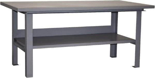 Jamco - 60 Wide x 36" Deep x 34" High, 12 Gauge Steel Work Table - 12 Gauge Steel Top, Fixed Legs, Gray - Eagle Tool & Supply