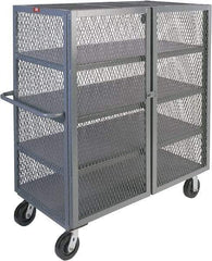 Jamco - 3,000 Lb Capacity, 4 Shelf, 4-Sided Steel Mesh Security Truck - 24" Long x 48" Wide x 57" High, 6" Diam Phenolic Wheels - Eagle Tool & Supply