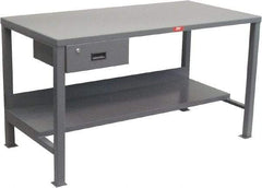 Jamco - 72 Wide x 30" Deep x 34" High, 12 Gauge Steel Heavy-Duty Workbench with Drawer - 12 Gauge Steel Top, Fixed Legs, Gray - Eagle Tool & Supply