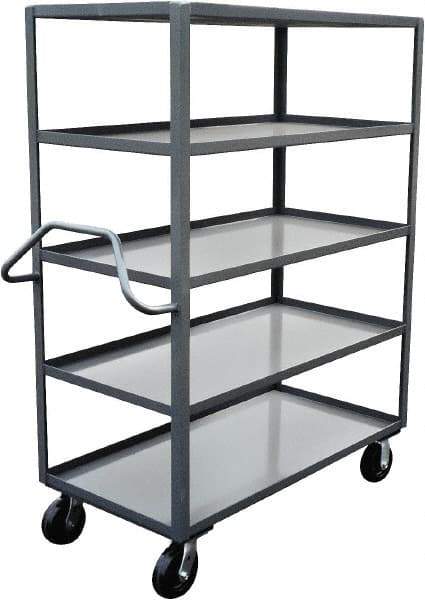 Jamco - 3,000 Lb Capacity, 5 Shelf, Steel Stock Truck - 24" Long x 60" Wide x 68" High, 6" Diam Phenolic Wheels - Eagle Tool & Supply