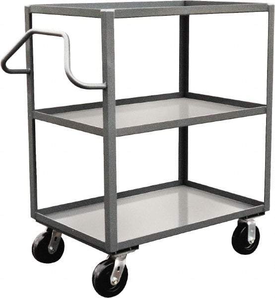 Jamco - 3,000 Lb Capacity, 3 Shelf, Steel Stock Truck - 36" Long x 72" Wide x 48" High, 6" Diam Phenolic Wheels - Eagle Tool & Supply