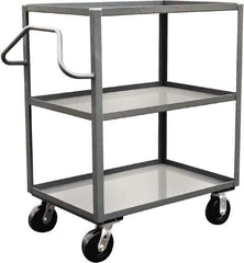 Jamco - 3,000 Lb Capacity, 3 Shelf, Steel Stock Truck - 24" Long x 48" Wide x 48" High, 6" Diam Phenolic Wheels - Eagle Tool & Supply
