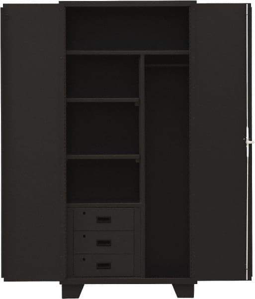 Jamco - 3 Shelf Locking Storage Cabinet - Steel, 36" Wide x 24" Deep x 78" High, Black - Eagle Tool & Supply