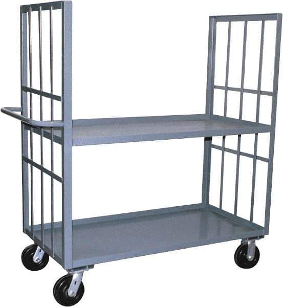 Jamco - 3,000 Lb Capacity, 2 Shelf, 2-Sided Steel Slat Truck - 30" Long x 60" Wide x 57" High, 6" Diam Phenolic Wheels - Eagle Tool & Supply