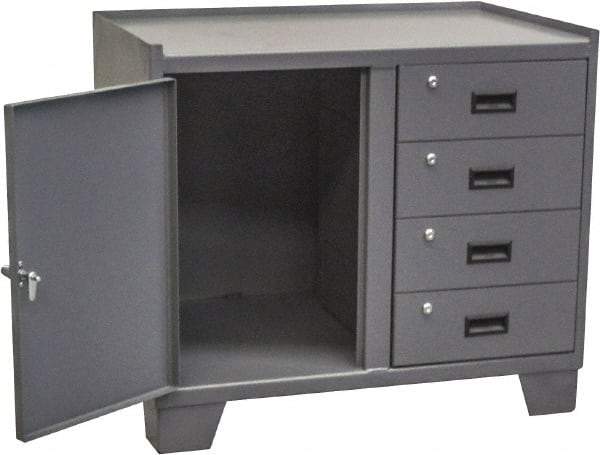 Jamco - Locking Storage Cabinet - Steel, 36" Wide x 18" Deep x 33" High, Gray - Eagle Tool & Supply