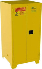 Jamco - 2 Door, 2 Shelf, Yellow Steel Double Wall Safety Cabinet for Flammable and Combustible Liquids - 70" High x 34" Wide x 34" Deep, Self Closing Door, 3 Point Key Lock, 60 Gal Capacity - Eagle Tool & Supply