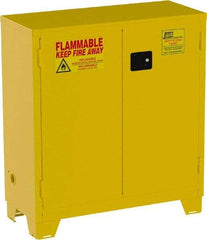 Jamco - 2 Door, 1 Shelf, Yellow Steel Double Wall Safety Cabinet for Flammable and Combustible Liquids - 49" High x 18" Wide x 43" Deep, Self Closing Door, 3 Point Key Lock, 30 Gal Capacity - Eagle Tool & Supply