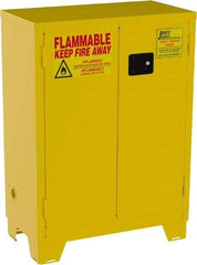 Jamco - 2 Door, 2 Shelf, Yellow Steel Double Wall Safety Cabinet for Flammable and Combustible Liquids - 49" High x 18" Wide x 34" Deep, Self Closing Door, 3 Point Key Lock, 28 Gal Capacity - Eagle Tool & Supply