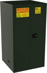 Jamco - 2 Door, 2 Shelf, Green Steel Double Wall Safety Cabinet for Flammable and Combustible Liquids - 65" High x 34" Wide x 34" Deep, Self Closing Door, 3 Point Key Lock, 60 Gal Capacity - Eagle Tool & Supply